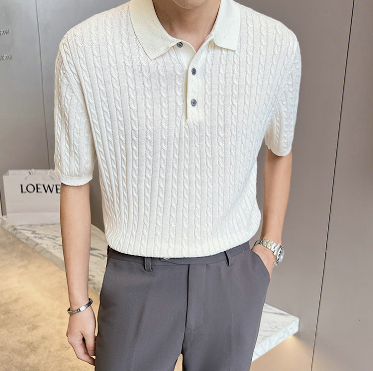 Korean Style Casual Knit Polo Shirt
