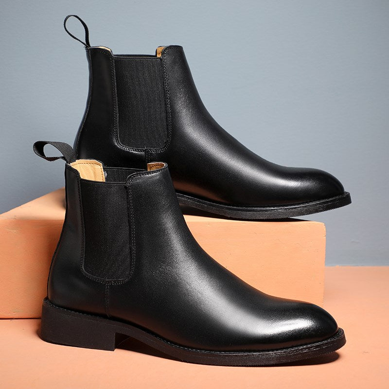 Elegant PU Leather Boots for Men - Winter Style