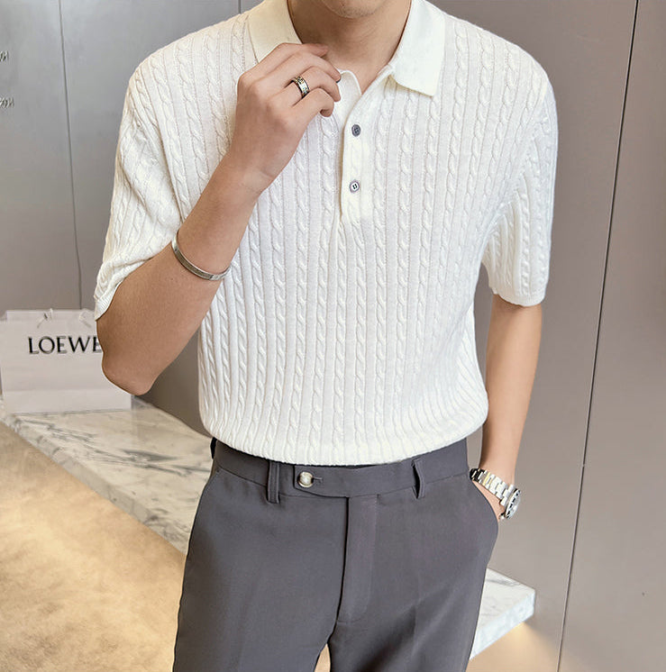 Korean Style Casual Knit Polo Shirt