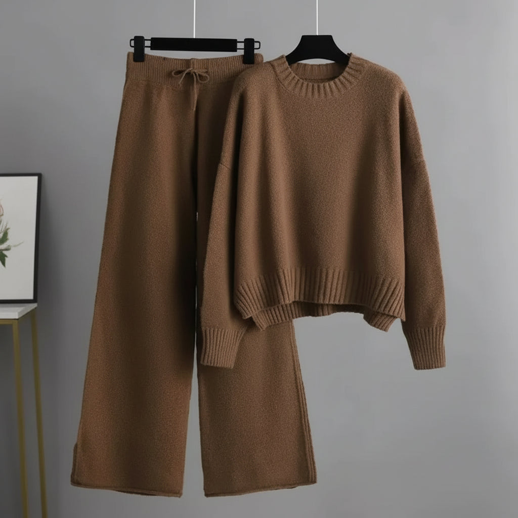 Knitted Wide Leg Pants Set