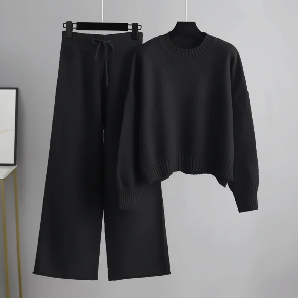 Knitted Wide Leg Pants Set