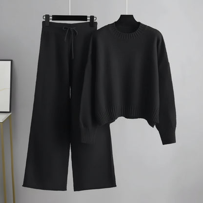 Knitted Wide Leg Pants Set