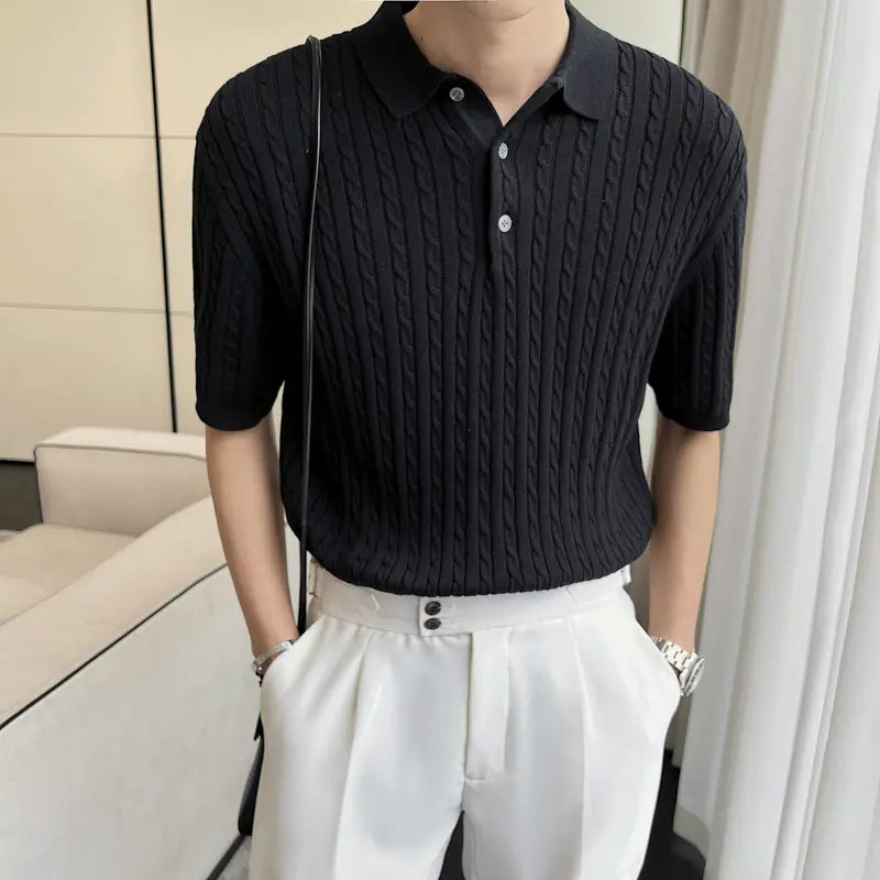 Korean Style Casual Knit Polo Shirt