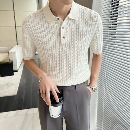 Korean Style Casual Knit Polo Shirt