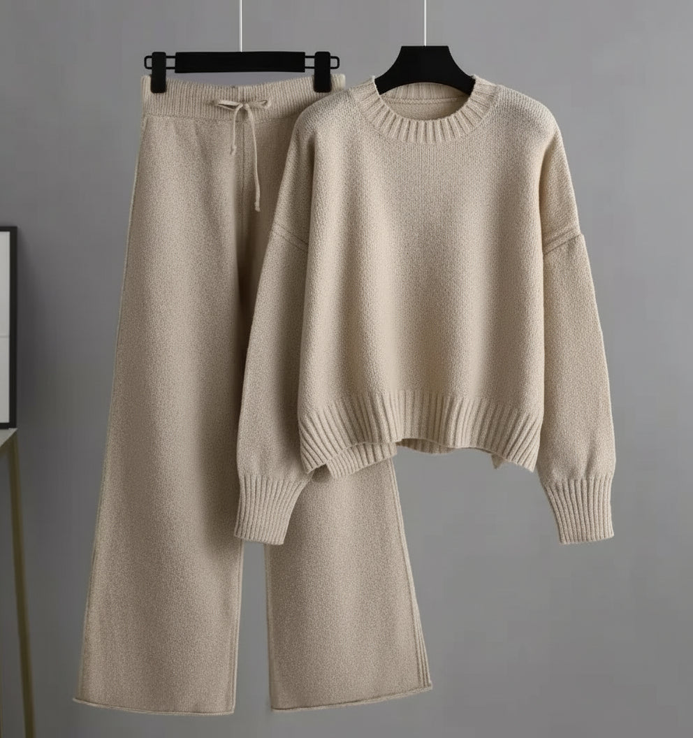 Knitted Wide Leg Pants Set
