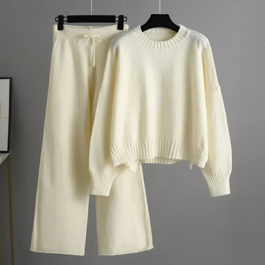 Knitted Wide Leg Pants Set