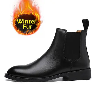 Elegant PU Leather Boots for Men - Winter Style